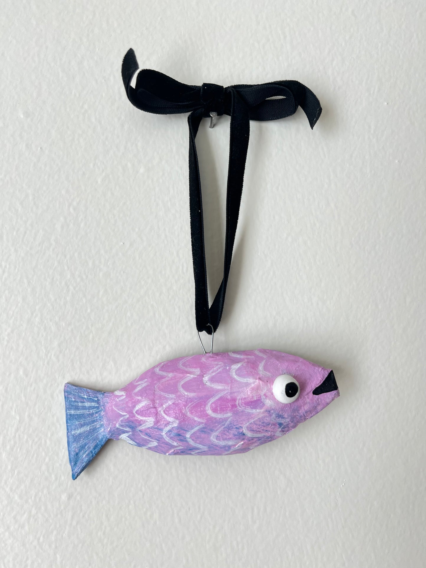 Fish Paper Mache Ornament - Bubbles