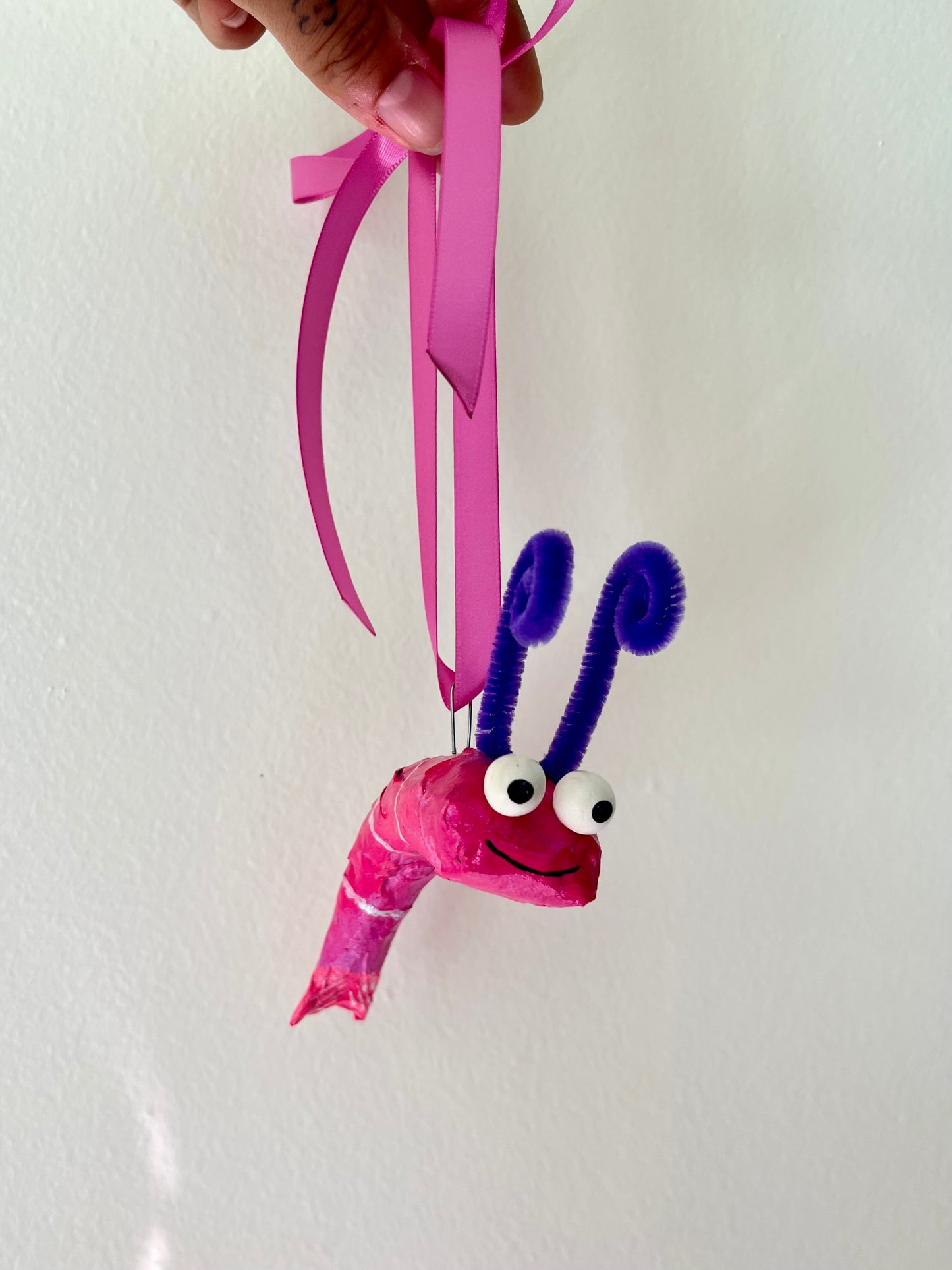 Shrimp Paper Mache Ornament - Shrimothy