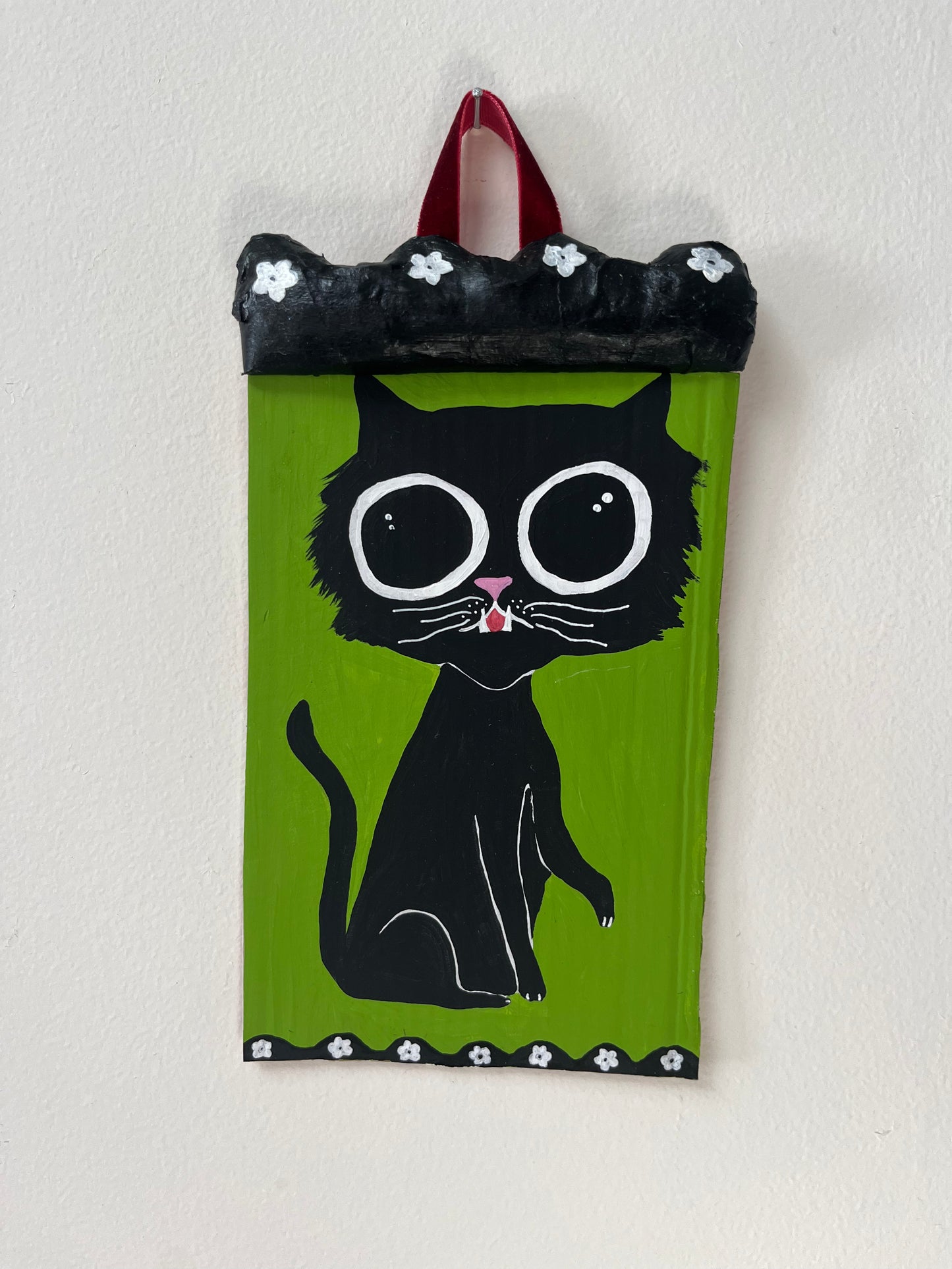 Big Eyed Black Cat Painting