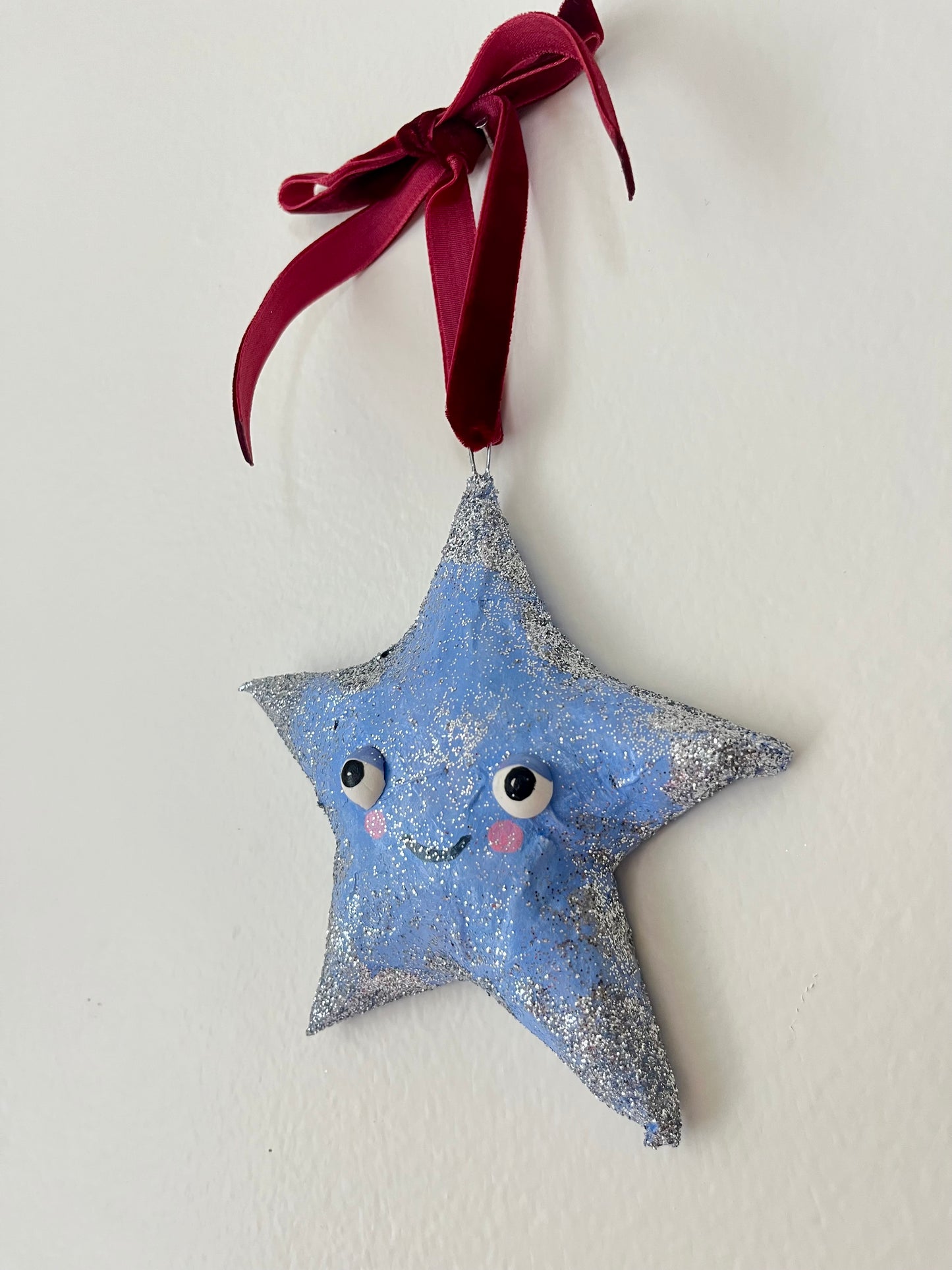 Blue Star - Paper Mache Ornament