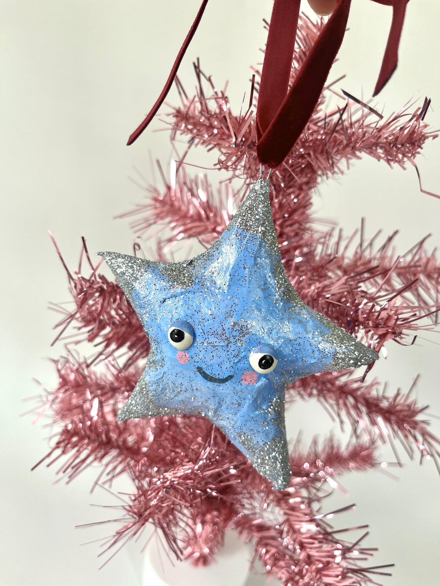 Blue Star - Paper Mache Ornament