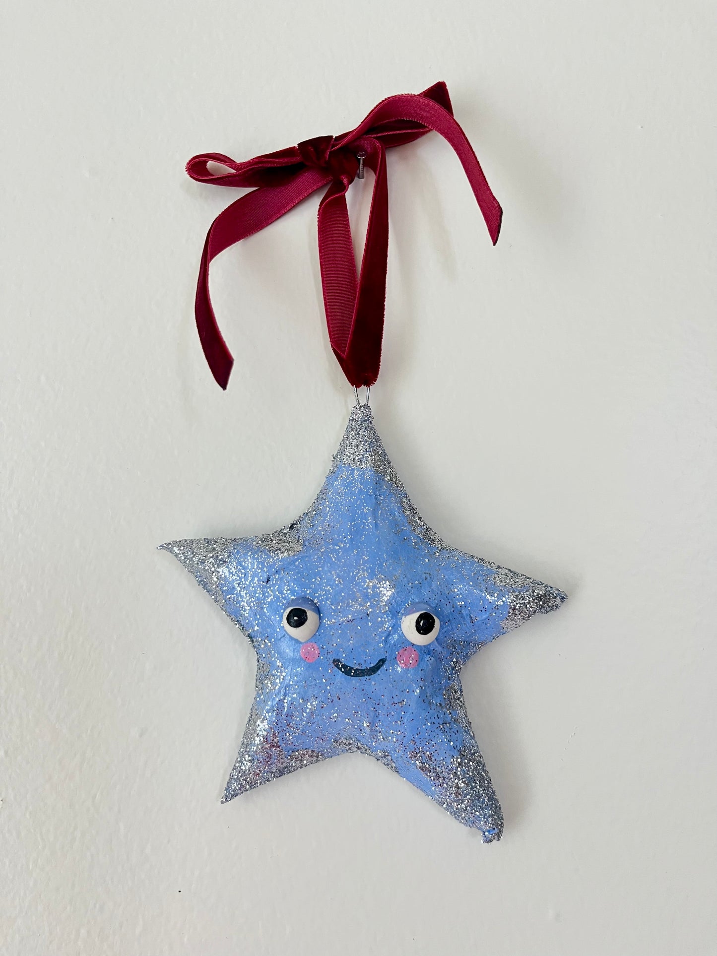 Blue Star - Paper Mache Ornament