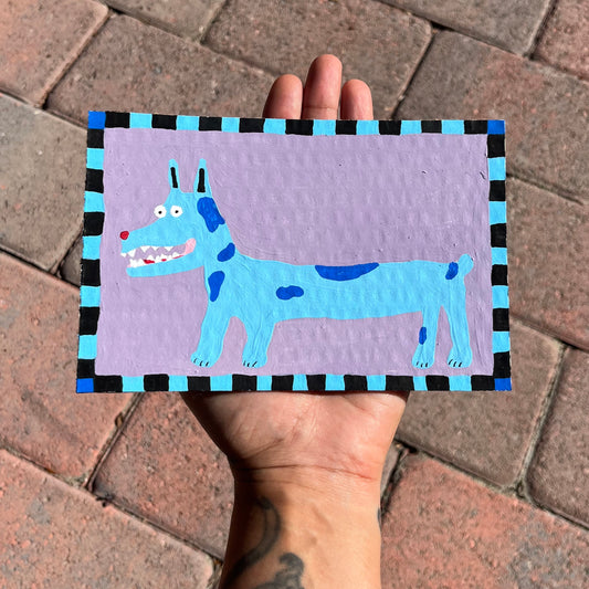 Checkered Blue Dog Pocket Painting