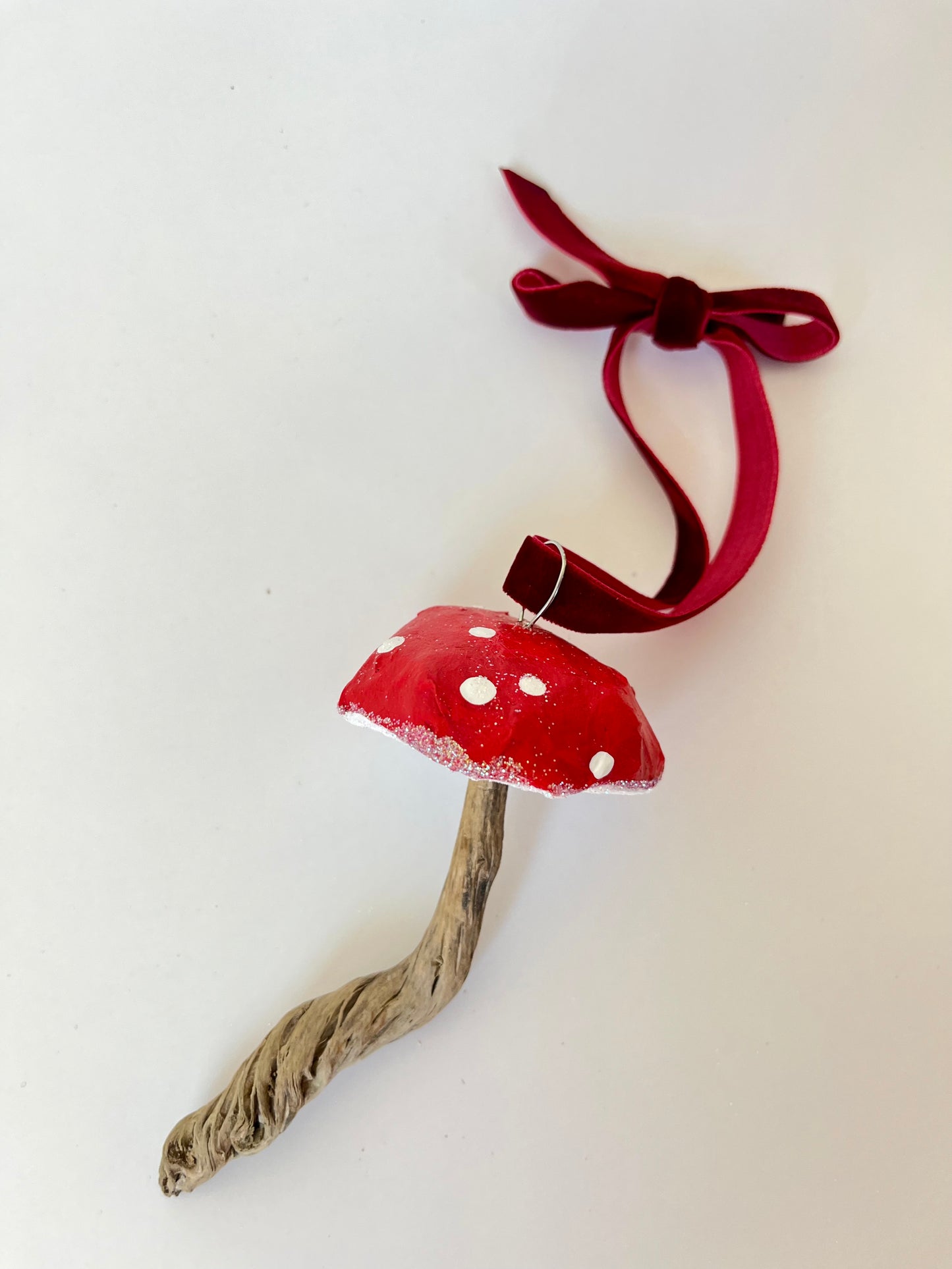 Red Mushroom Paper Mache Ornament