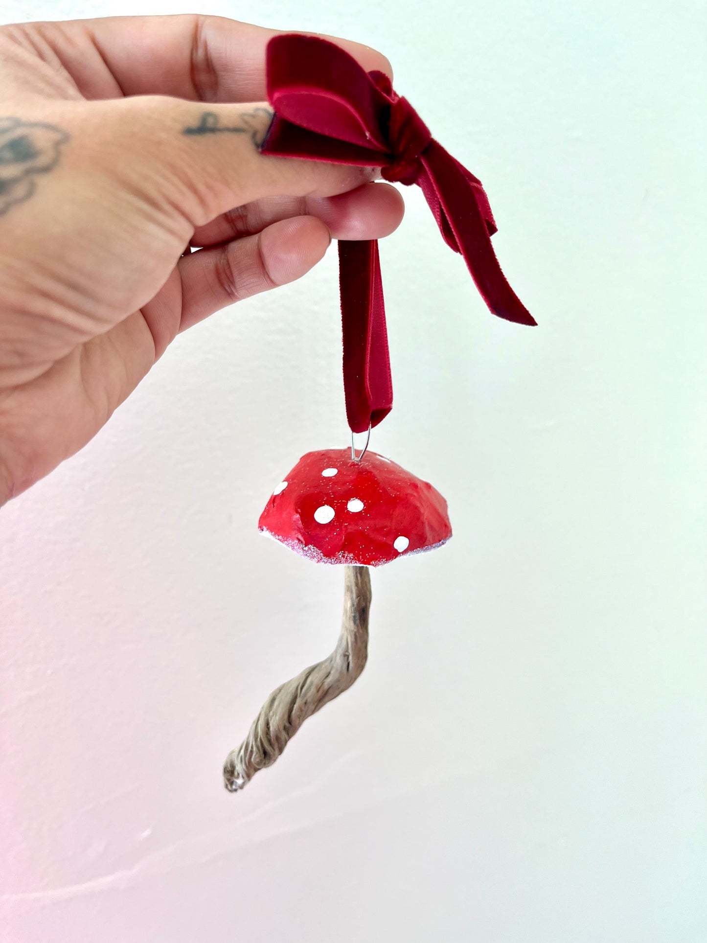 Red Mushroom Paper Mache Ornament