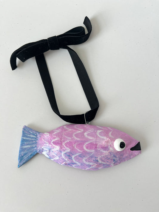 Fish Paper Mache Ornament - Bubbles
