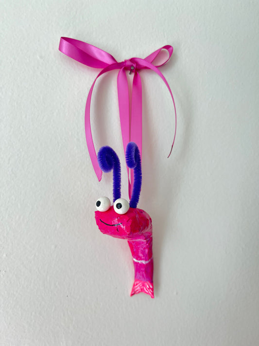 Shrimp Paper Mache Ornament - Shrimothy