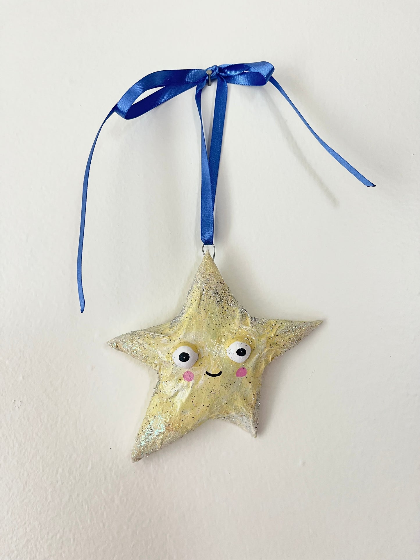 Yellow Star - Paper Mache Ornament